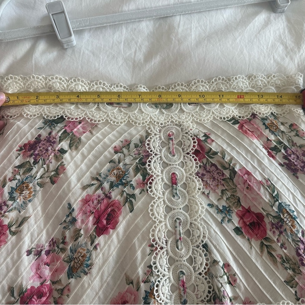 Zimmermann Cream Floral Lace-Trim Mini Skirt - Picture 5 of 6